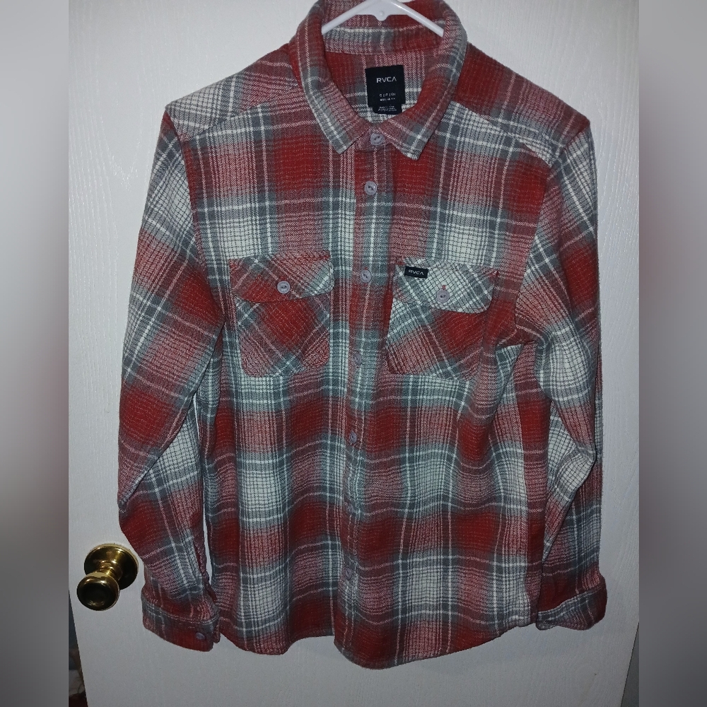 RVCA Red and Gray Plaid Shirt